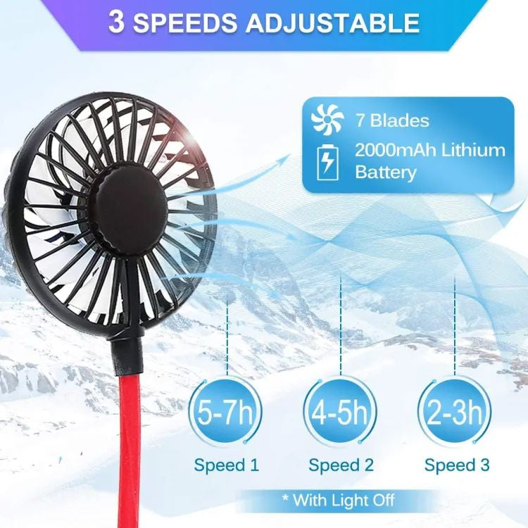 USB Rechargeable Wearable Portable Hand Free Neckband Double Fan Personal Neck Fans