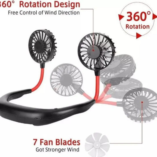 USB Rechargeable Wearable Portable Hand Free Neckband Double Fan Personal Neck Fans