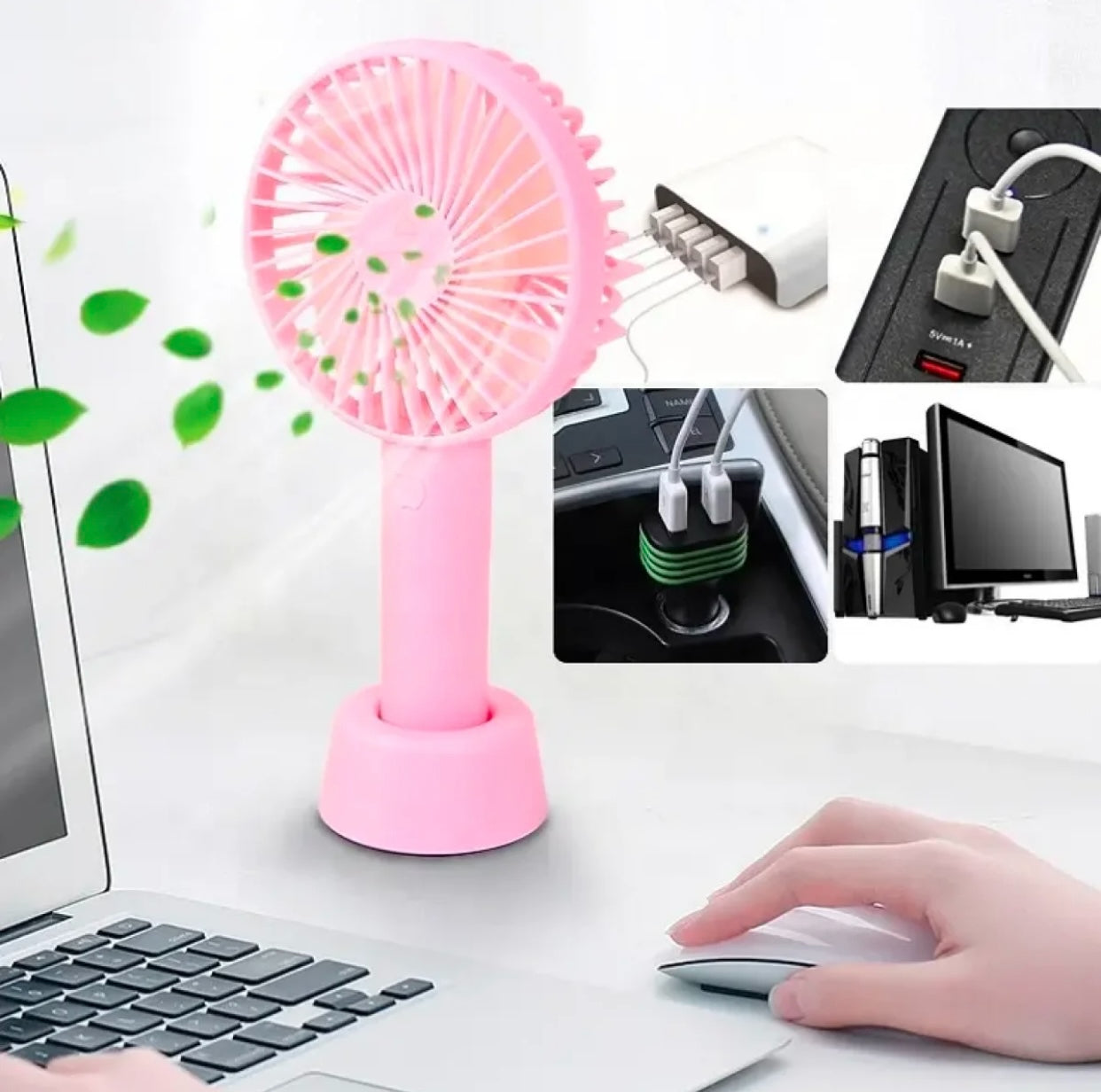 Electric Portable Mini Desk Hand Fan for Kids - Office, Travel, Rechargeable USB Battery, Handheld Cooler Fan with three Speed modes, Versatile Usage