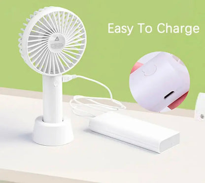 Electric Portable Mini Desk Hand Fan for Kids - Office, Travel, Rechargeable USB Battery, Handheld Cooler Fan with three Speed modes, Versatile Usage