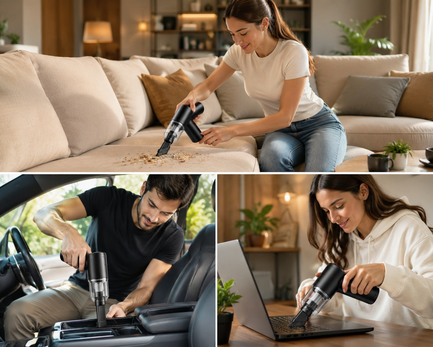 3-in-1 Cordless Mini Vacuum Cleaner – For Car, Sofa & Desk