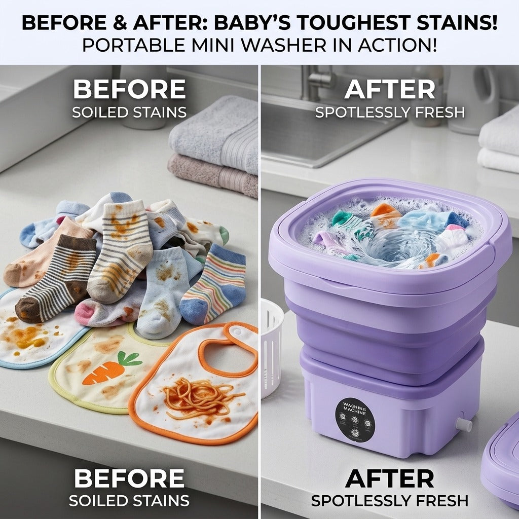 Portable Mini Washing Machine – Compact Foldable Washer for Clothes