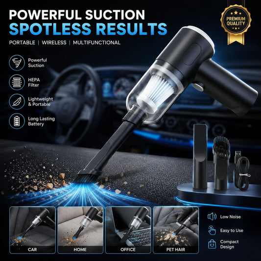 3-in-1 Cordless Mini Vacuum Cleaner – For Car, Sofa & Desk