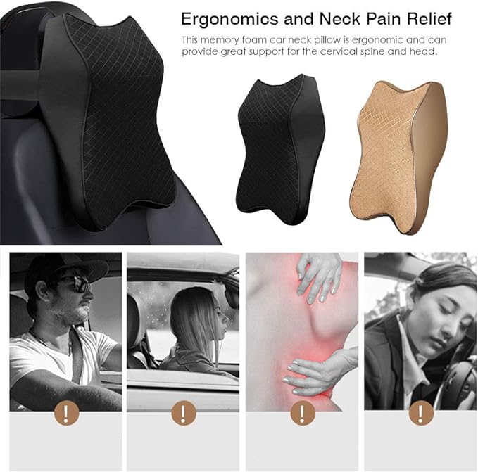Ergonomic Car Neck Pillow – Memory Foam Headrest & Cervical Support Cushion
