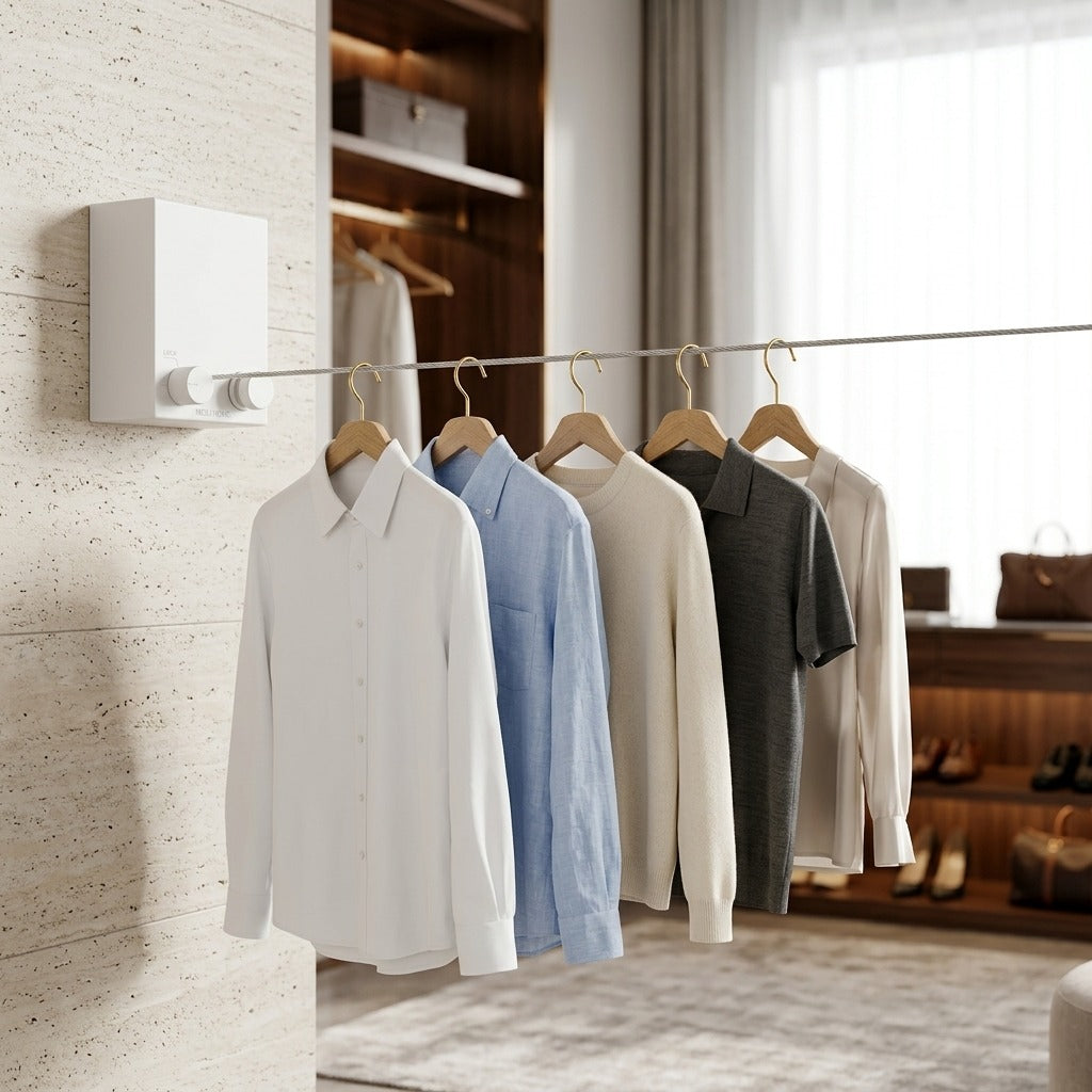 Premium Retractable Clothesline – Wall Mounted Space Saving Laundry Drying Rack