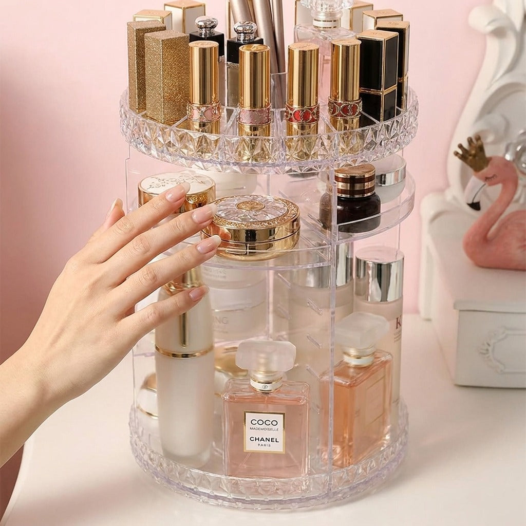 Multi-Layer Rotating Makeup Organizer – Cosmetic & Skincare Storage Rack