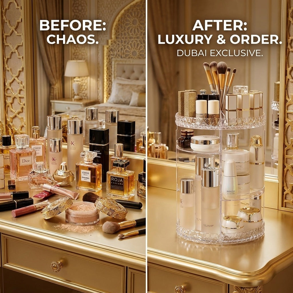 Multi-Layer Rotating Makeup Organizer – Cosmetic & Skincare Storage Rack